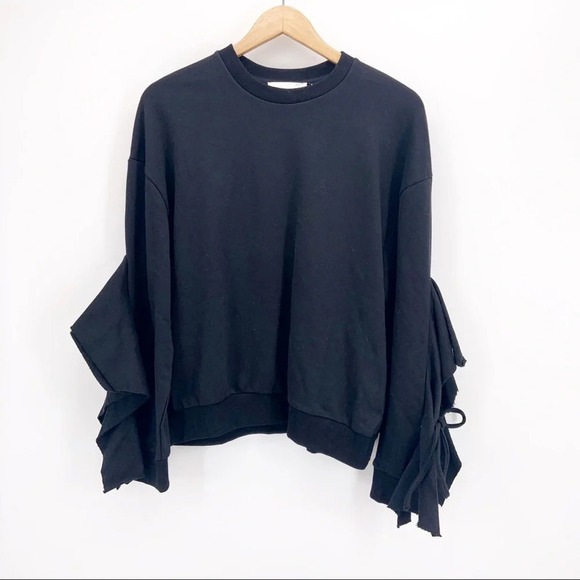 J.O.A. Black Cascading Sleeve Sweatshirt Small - Picture 2 of 5